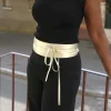 Sale Ceinture En Cuir Metallise Dore Casey Femmes Ceinture