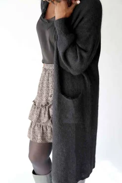 Sale Gilet Long Noir Mohair Dan Femmes Gilet