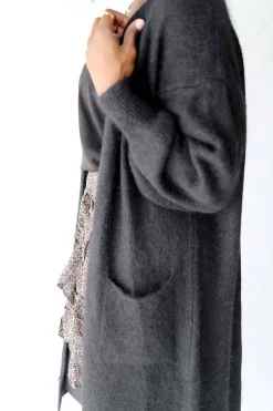 Sale Gilet Long Noir Mohair Dan Femmes Gilet