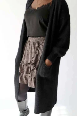 Sale Gilet Long Noir Mohair Dan Femmes Gilet