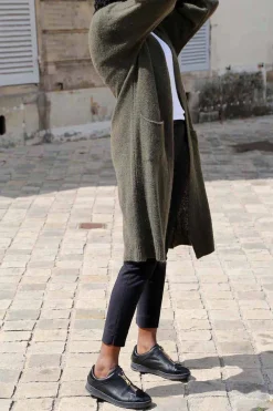 Clearance Gilet Long Vert Mohair Dan Femmes Gilet