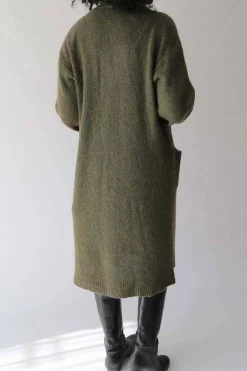 Clearance Gilet Long Vert Mohair Dan Femmes Gilet