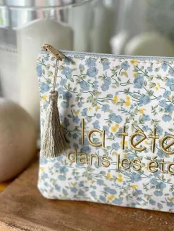 New Pochette A Message Bleu Zyme Femmes Pochette & Trousse