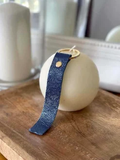 Sale Porte-Clés En Cuir Bleu Marine Daisy Femmes Porte-Clés