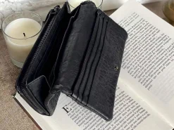 Portefeuille Cuir Tresse Noir Justin Femmes Portefeuille & Compagnon