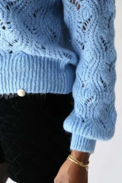 Hot Pull Bleu Mohair Leo Femmes Pull
