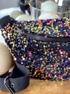 Best Sac Banane Bleu Peche A Sequins Laumy Femmes Sac Banane