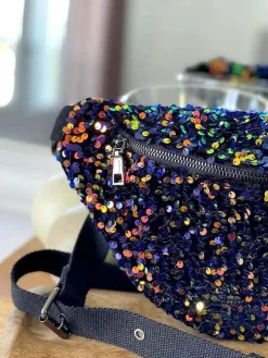 Outlet Sac Banane Bleu Peche A Sequins Xl Laumy Femmes Sac Banane