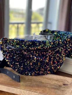 Outlet Sac Banane Bleu Peche A Sequins Xl Laumy Femmes Sac Banane