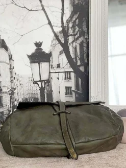 New Sac Besace Cuir Vert Kaki Ninon Femmes Sac Porte Epaule Avec Sangle