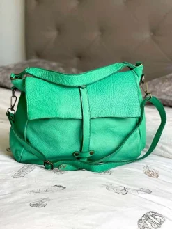Discount Sac Besace Cuir Vert Pomme Ninon Femmes Sac Format A4 Et +