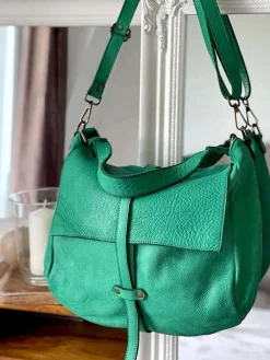 Discount Sac Besace Cuir Vert Pomme Ninon Femmes Sac Format A4 Et +