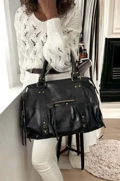 Outlet Sac Noir Eloane Femmes Sac Porte Epaule Avec Anse