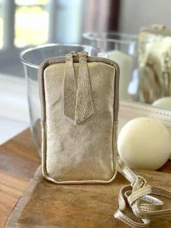 Sac Portable En Cuir Dore Kira Femmes Sac Taille Téléphone Portable