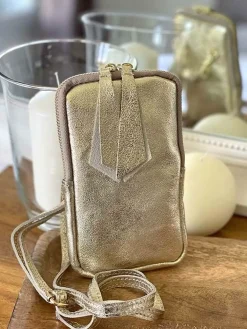 Sac Portable En Cuir Dore Kira Femmes Sac Taille Téléphone Portable