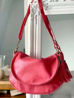 Outlet Sac Rose Corail Yasmine Femmes Sac Porte Epaule Avec Sangle