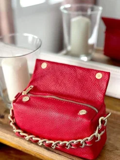 Outlet Sac Rouge Clover Femmes Sac Porte Epaule Avec Sangle
